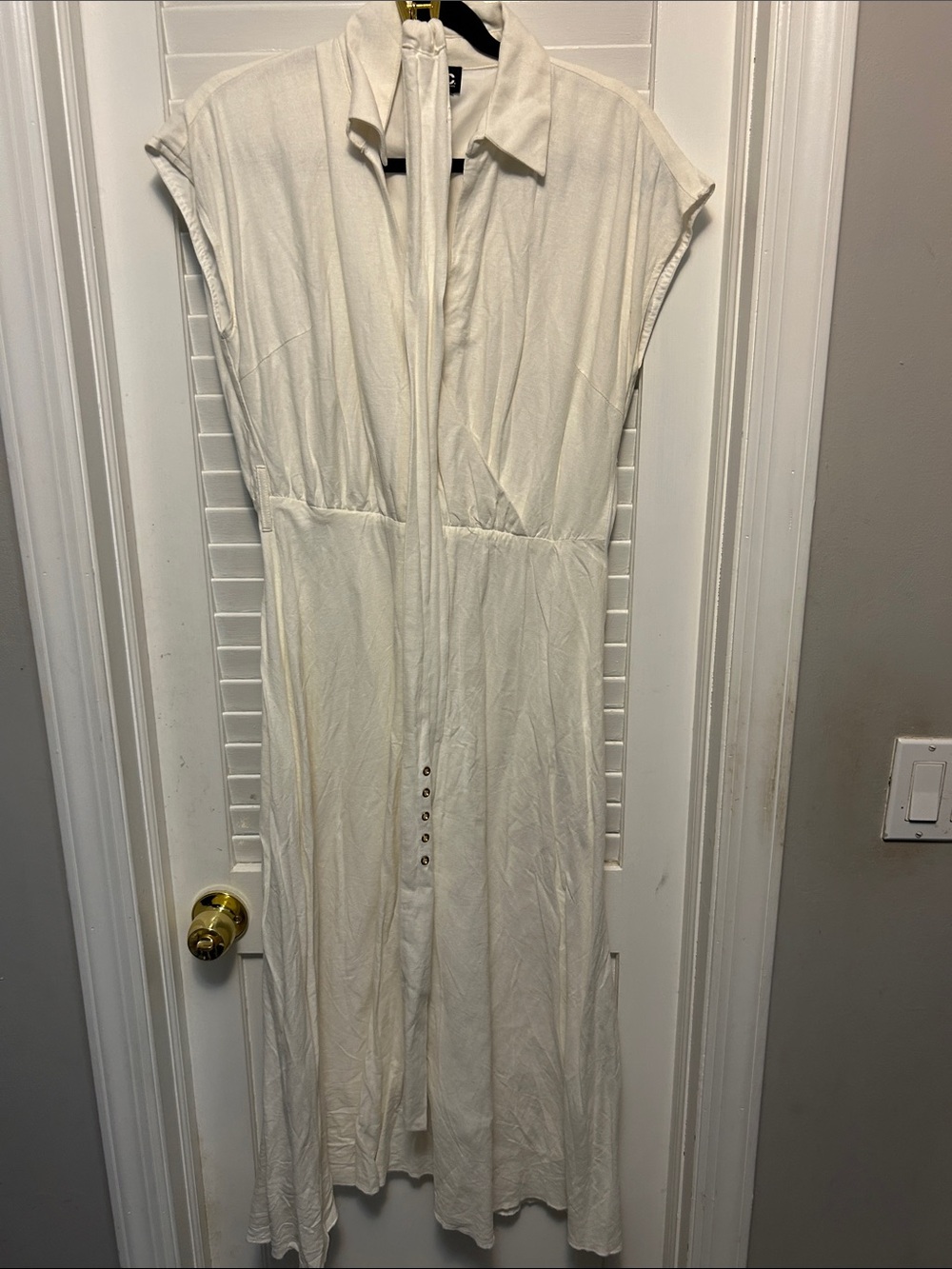 INC International Concepts Cream Maxi Dress with Collar